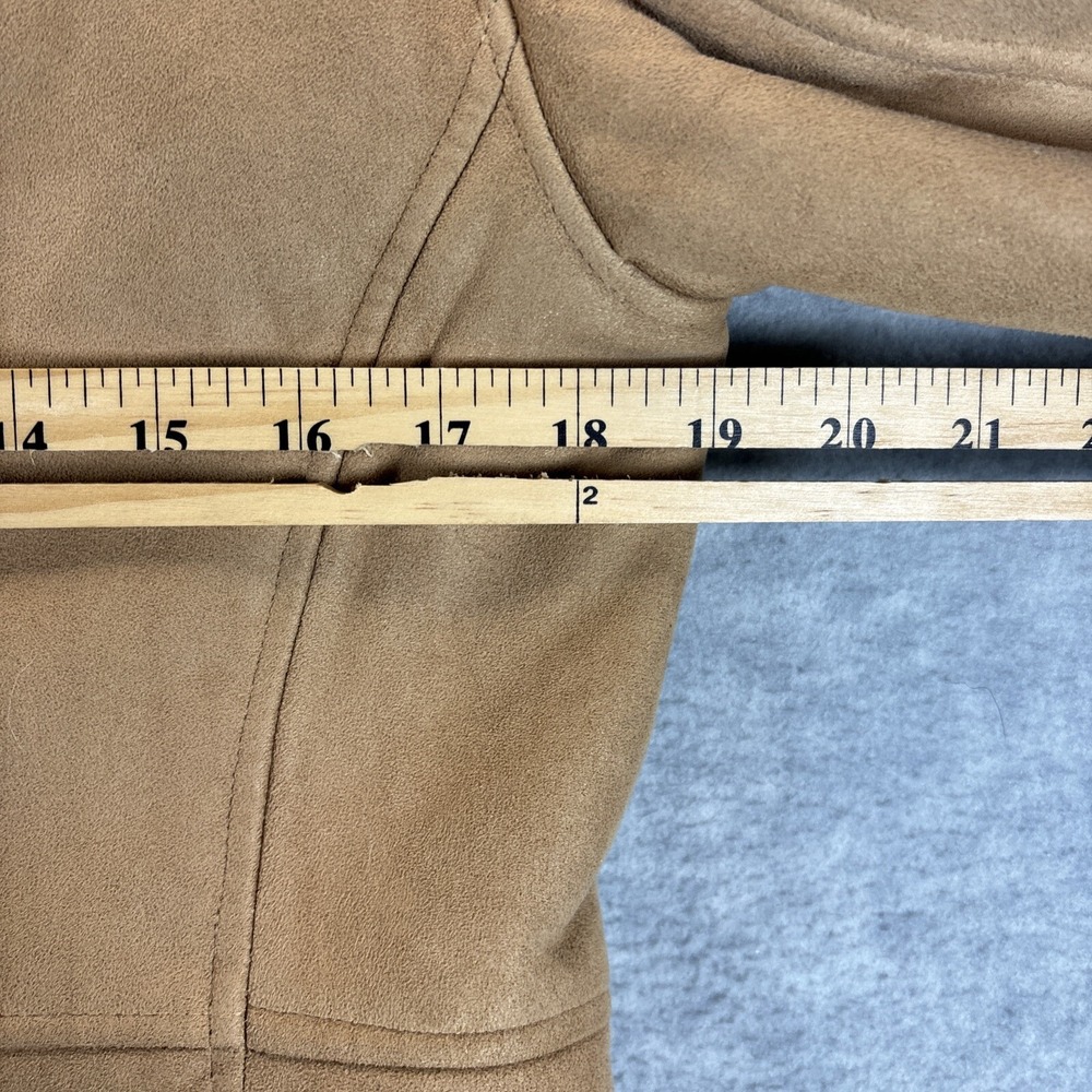 Talbots Faux Suede Fur Jacket S Rancher Coat Tan Barn Western Classic Cowgirl - Picture 14 of 16